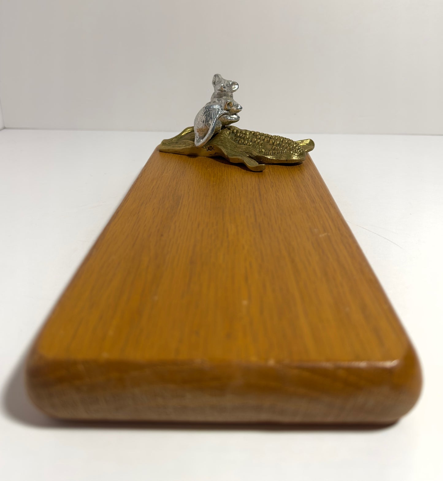 Cheese Board with Brass Mice and Corn