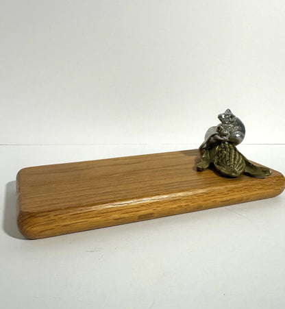 Cheese Board with Brass Mice and Corn