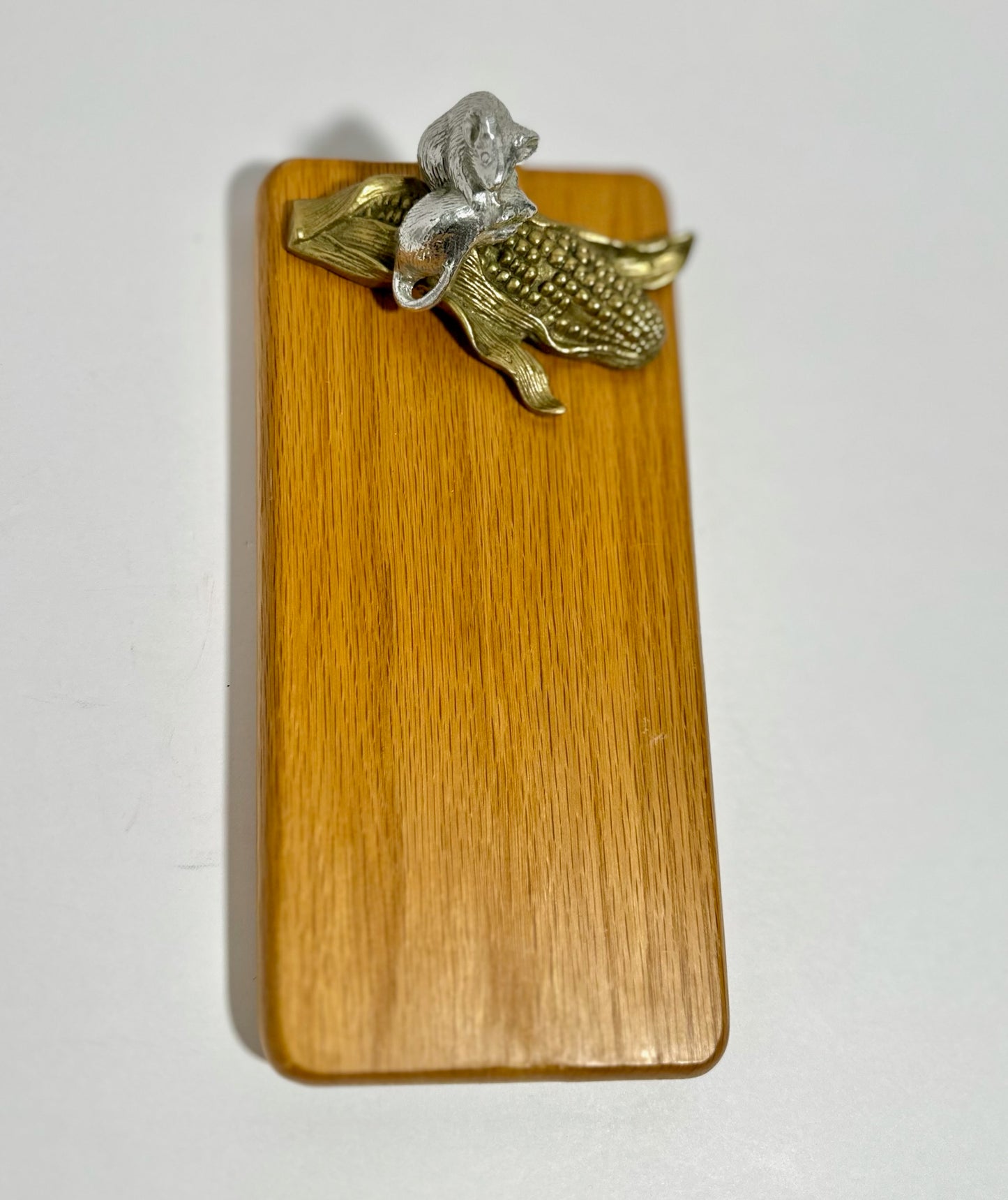 Cheese Board with Brass Mice and Corn